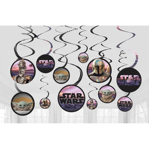 Amscan_OO Decorations - Hanging Swirls The Mandalorian Star Wars Spiral Swirl Decorations  12pk