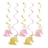 Unicorn Sparkle Dizzy Danglers Hanging Swirls Decorations 5pk
