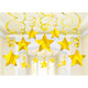 Amscan_OO Decorations - Hanging Swirls Yellow Sunshine New Purple Shooting Stars Foil Mega Value Pack Swirl Decorations 30pk