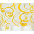 Yellow Sunshine Plastic Swirl Decorations 56cm 12pk