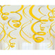 Amscan_OO Decorations - Hanging Swirls Yellow Sunshine Silver Plastic Swirl Decorations 56cm 12pk