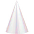 Iridescent Foil Cone Shaped Party Hats 15cm x 11cm 8pk