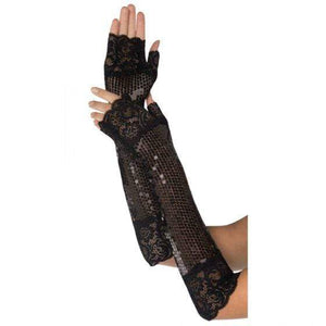 Amscan_OO Gloves - Fingerless Gloves Roaring 20's Fancy Sequin Long Black Fingerless Gloves Each