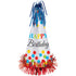 Bright Birthday Large Cone Hat w/Foil Fringe 33cm Each