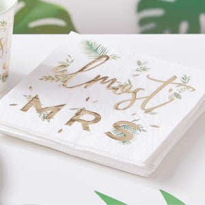 Amscan_OO Tableware - Napkins Botanical Hen Party Gold Foiled 'Bridal Shower' Napkins 16.5cm 16pk