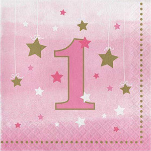 Amscan_OO Tableware - Napkins One Little Star Girl Lunch Napkins 1st Birthday 16pk