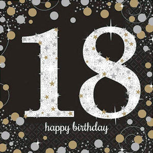 Amscan_OO Tableware - Napkins Sparkling Celebration 18th Happy Birthday Lunch Napkins 33cm 16pk