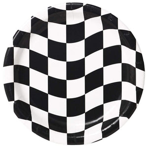 Amscan_OO Tableware - Plates Black & White Check Dinner Plates Paper 22cm 8pk