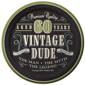 Amscan_OO Tableware - Plates Vintage Dude 60th Birthday Lunch Plates Paper 18cm 8pk