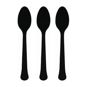 Amscan_OO Tableware - Spoons, Forks, Knives & Tongs Jet Black Jet Black Premium Plastic Spoons 20pk