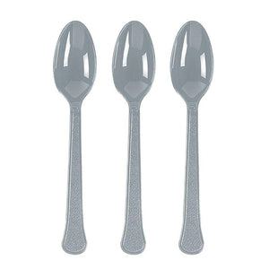 Amscan_OO Tableware - Spoons, Forks, Knives & Tongs Silver Silver Premium Plastic Spoons 20pk