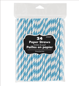 Amscan_OO Tableware - Straws Caribbean Blue Paper Straws 24Pk