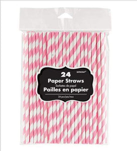 Amscan_OO Tableware - Straws New Pink Paper Straws 19cm 24pk